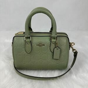 Coach Mini Rowan Crossbody Bag In Signature Leather Gold/Pistachio CEW07 NWT